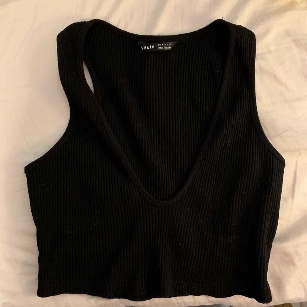SHEIN black low neck crop top